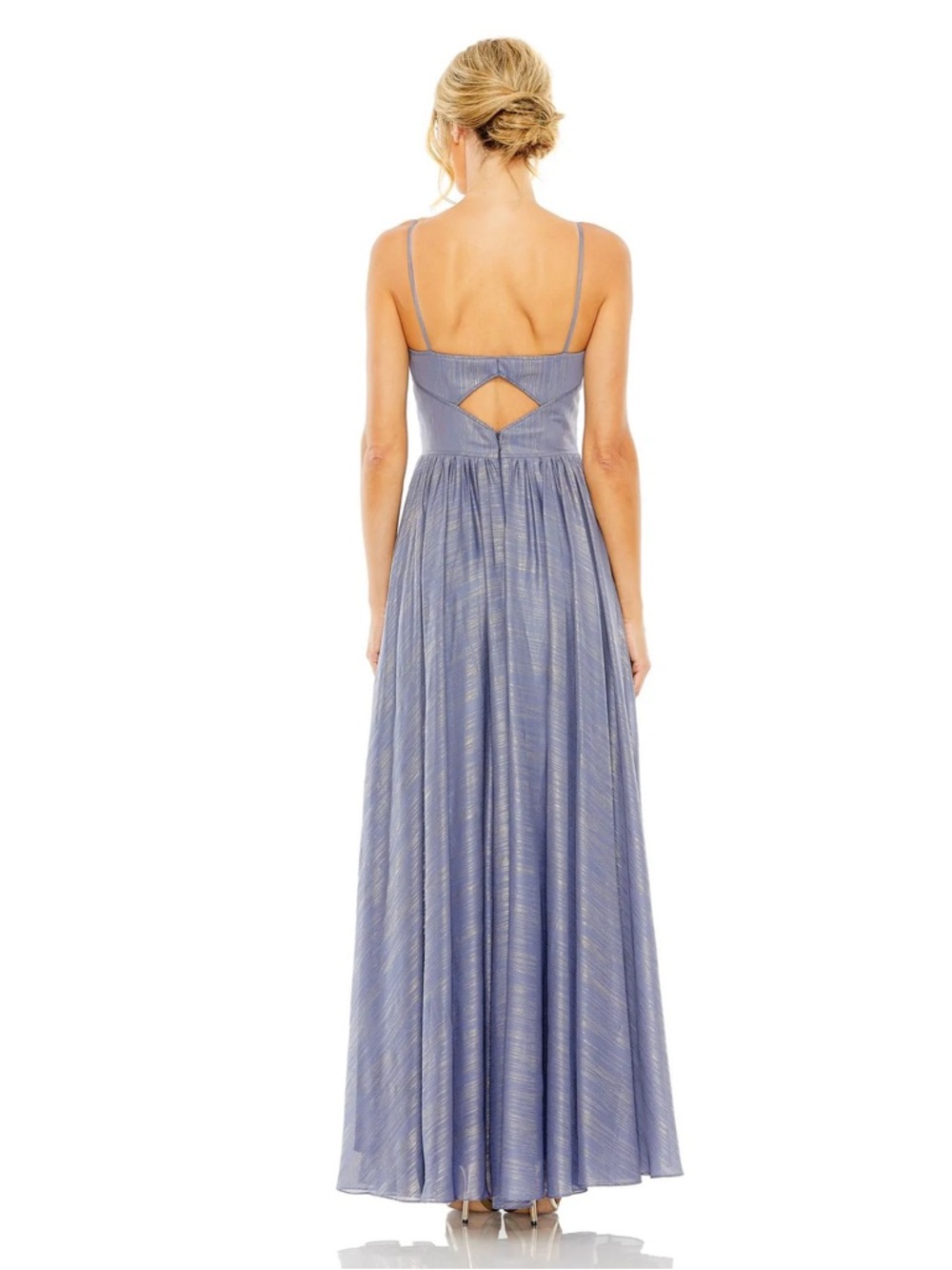Mac Duggal Sleeveless Blue Maxi Dress with Front Cutout - Picture 3 of 5